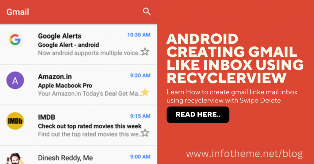 Android Creating Gmail Like Inbox using RecyclerView