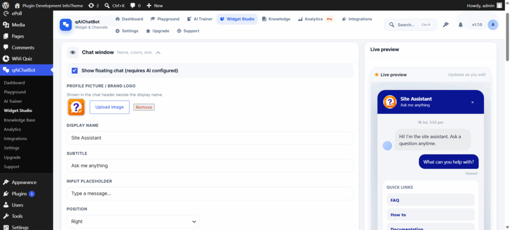 Ai Chat Bot Widget Customization